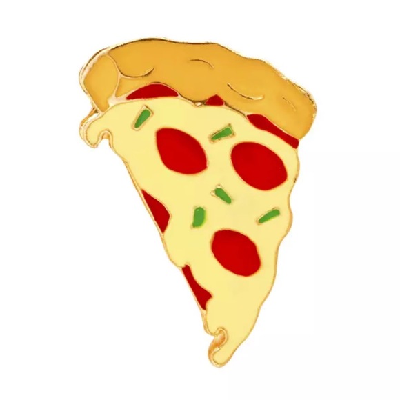 NEW Pizza Gold Enamel Lapel Pin Brooch - Picture 2 of 2